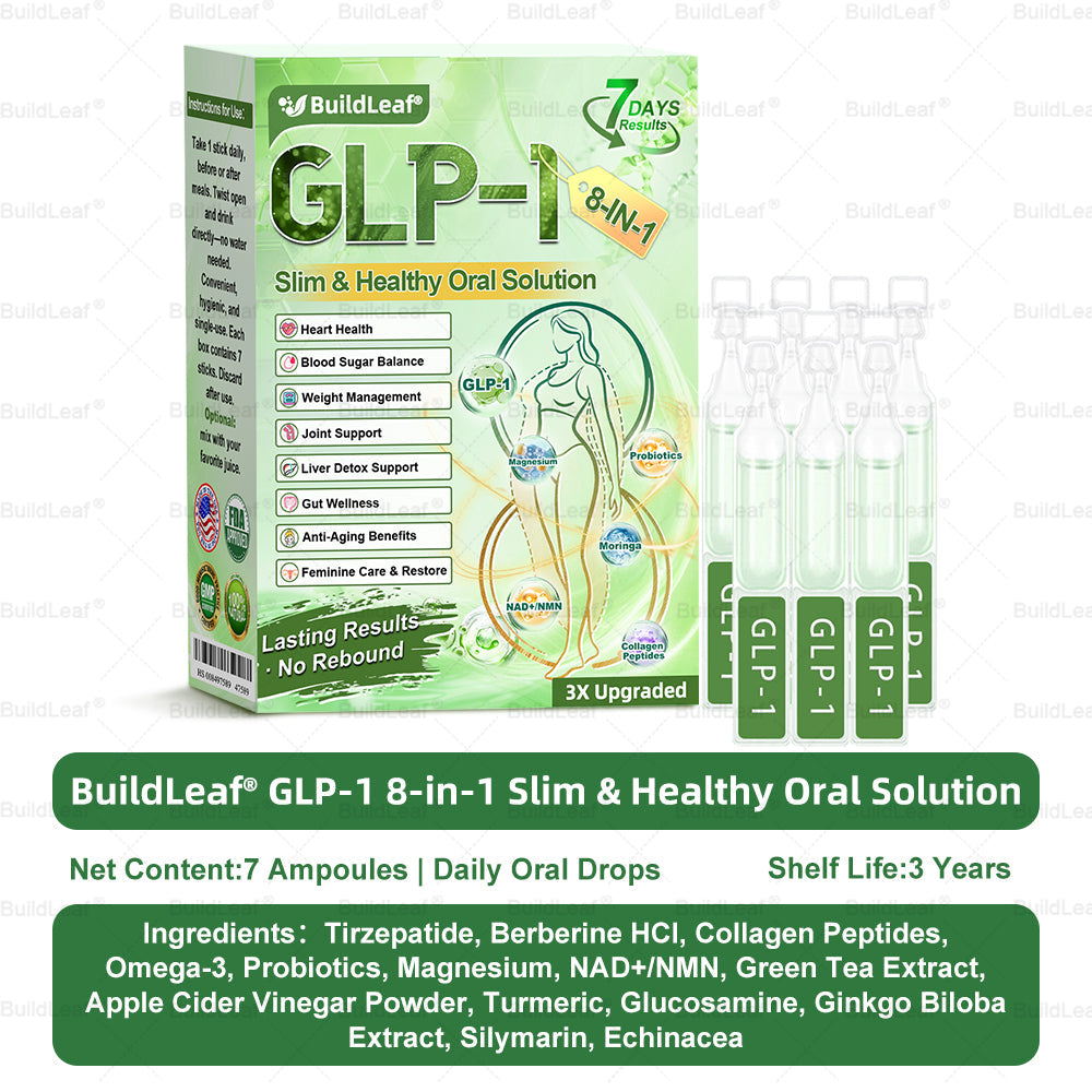 Official Store | BuildLeaf® GLP-1 8-in-1 Slim & Healthy Oral Solution (Once a day, results in 7 days), With 100 Billion CFU Active Probiotics ✅ Supports weight management, heart health, diabetes, gut & women’s health, while firming skin & boosting energy.