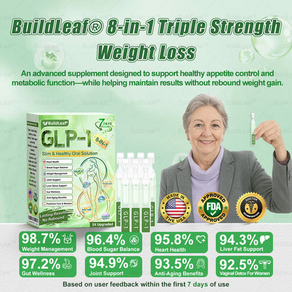 Official Store | BuildLeaf® GLP-1 8-in-1 Slim & Healthy Oral Solution (Once a day, results in 7 days), With 100 Billion CFU Active Probiotics ✅ Supports weight management, heart health, diabetes, gut & women’s health, while firming skin & boosting energy.