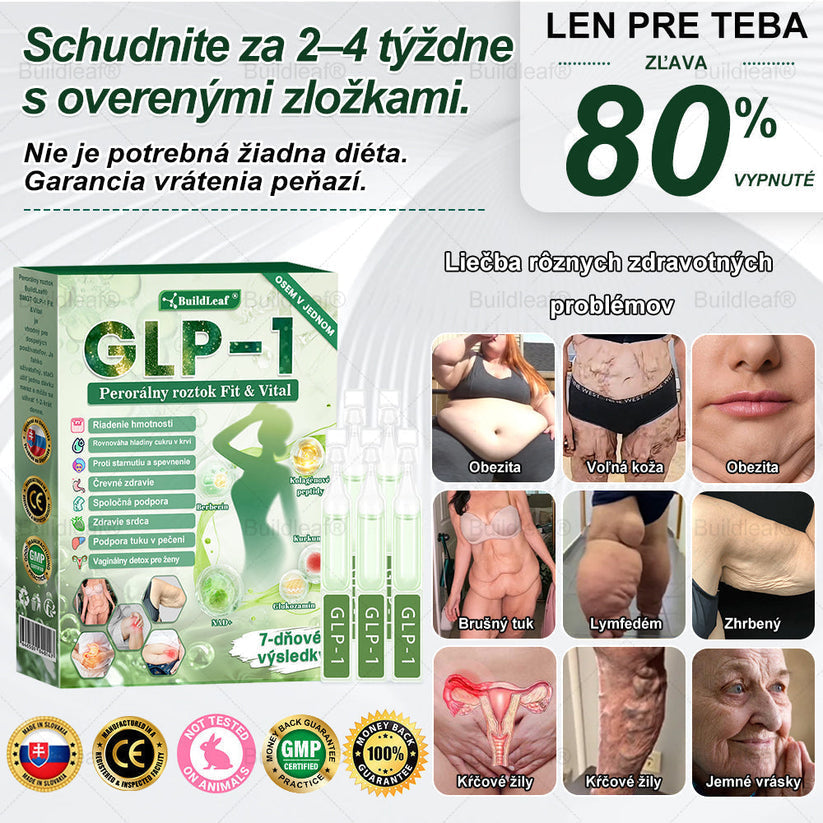 🪻🪻BuildLeaf® GLP-1 8-v-1 Fit & Vital Perorálny Roztok ✅(Len raz denne, viditeľné zmeny už za 7 dní) Pre obezitu, kardiovaskulárne ochorenia, cukrovku, problémy so štítnou žľazou, zdravie čriev, problémy s kĺbmi a ďalšie